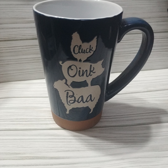 Chicken Pig Sheep Ceramic Latte Mug CLUCK OINK BAA Embossed Tall Coffee 17Oz NEW - Picture 13 of 13
